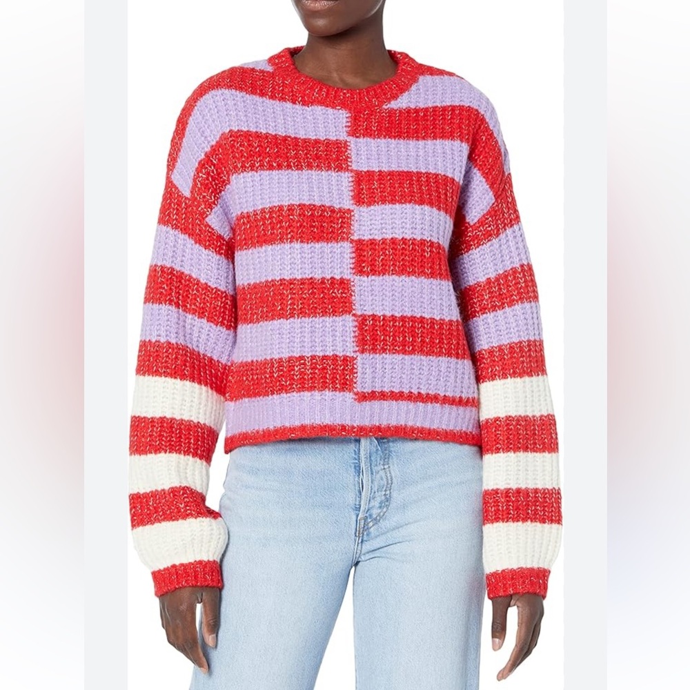 BLANK NYC GOOD MOOD STRIPED SWEATER LARGE - Picture 2 of 8